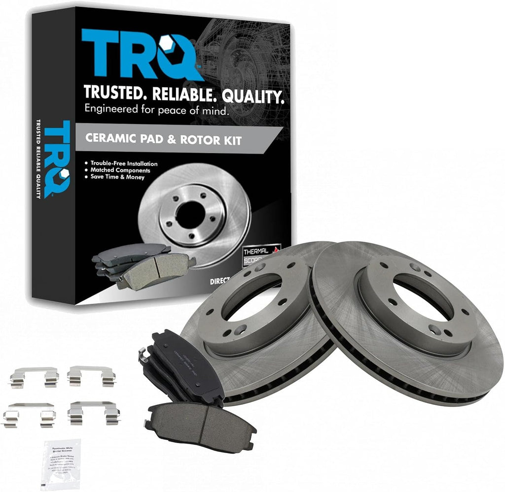 TRQ Front Brake Pad and Rotor Set Ceramic Compatible with 2007-2009 Kia Sorento
