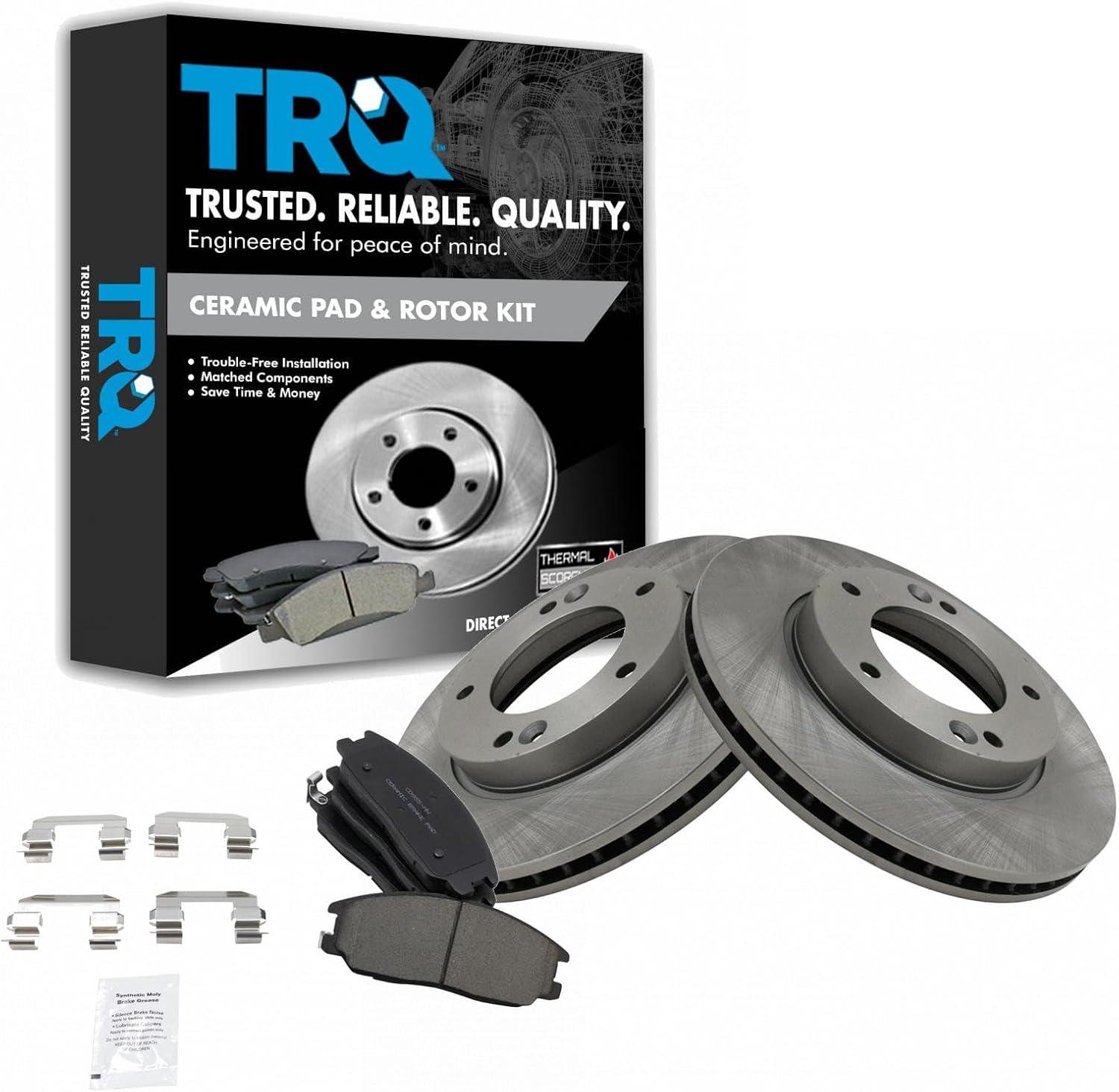 TRQ Front Brake Pad and Rotor Set Ceramic Compatible with 2007-2009 Kia Sorento