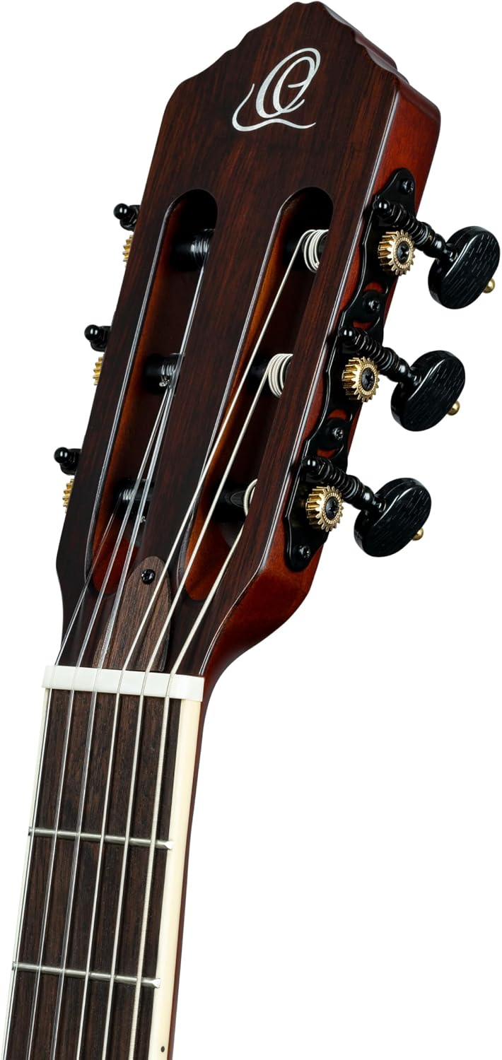 Ortega Lefty TourPlayer Standard Thinline Crossover Nylon-String Electric Guitar w/Pro gig bag, Satin Black (RTPSTD-SBK-L)