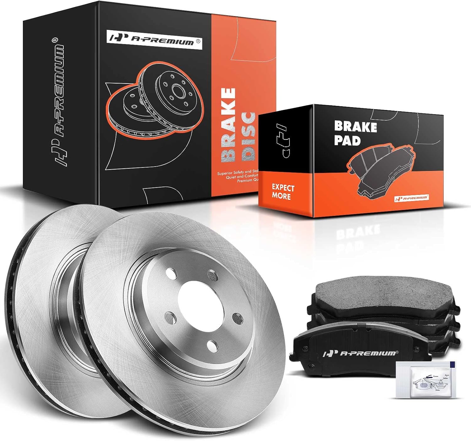 A-Premium 12.6 in (320 mm) Front Vented Disc Brake Rotors + Ceramic Pads Kit Compatible with Select Chrysler and Dodge Models - 300, Challenger, Charger, Magnum, 6-PC Set