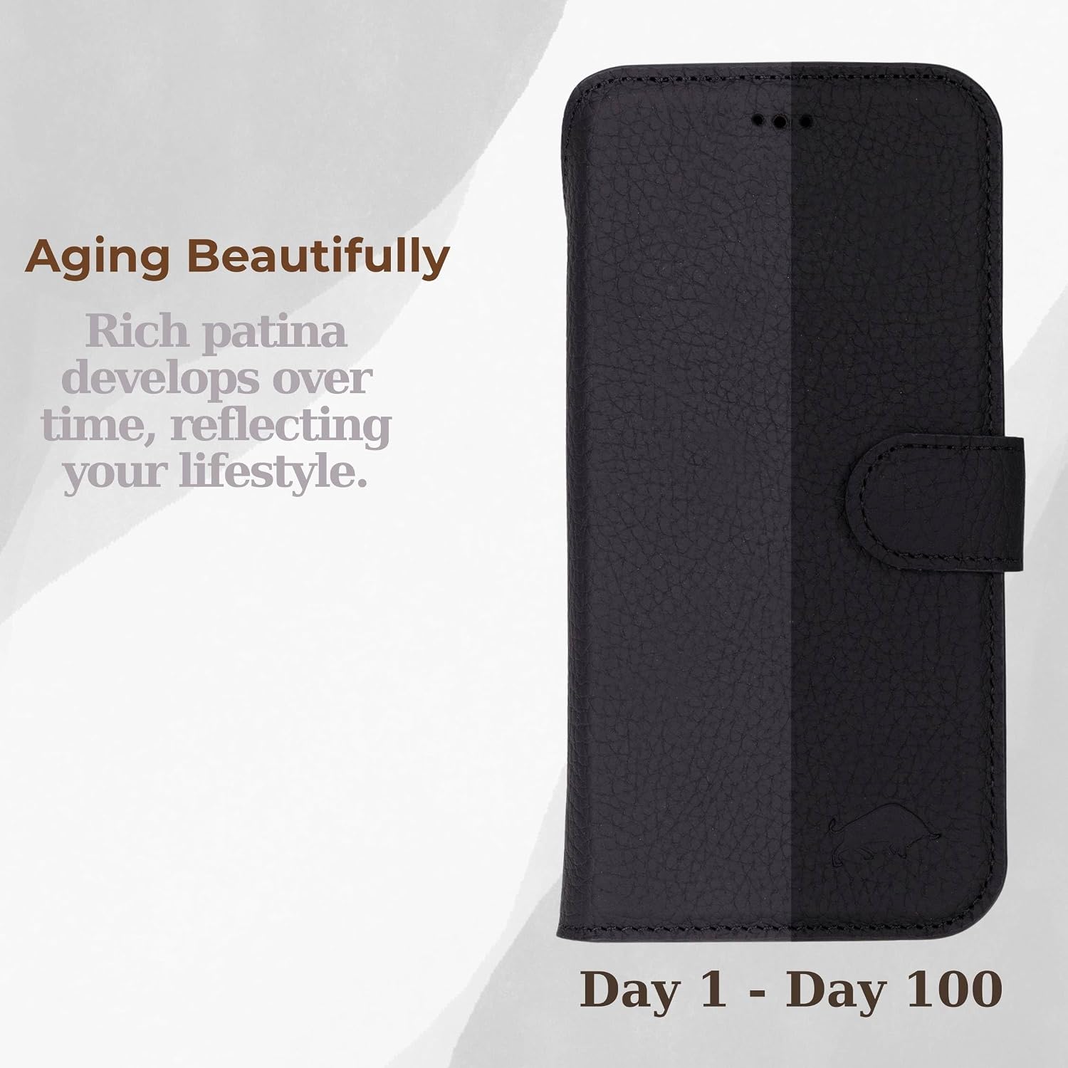 VENOULT Leather Wallet Case for iPhone 17 Pro Max, Full Grain Genuine Leather, Magnetic Detachable, 4 Card Holder, Buesiness Style, Compatible with MagSafe, RFID, Handmade (Pebble Black)