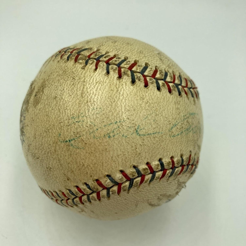 Earl Averill 1929 Rookie Single Signed AL Game Used Baseball PSA/DNA LOA - MLB Autographed Game Used Bases