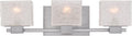 Quoizel Melody 3-Light Brushed Nickel Vanity Light with White Sandblasted Glass Shades, Transitional Style Wall Light for Bathroom or Powder Room