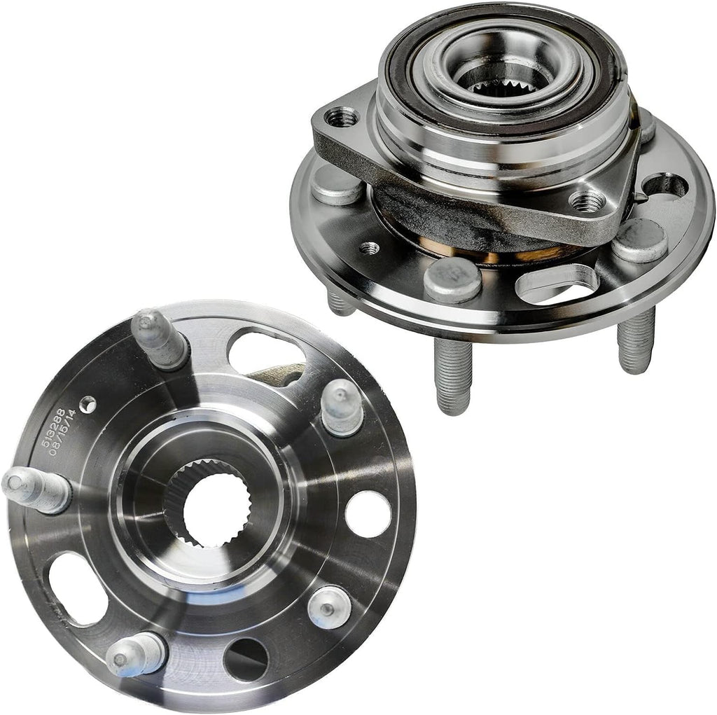Detroit Axle - Front Wheel Bearing Hubs Brake Kit for Chevy Malibu Impala Equinox GMC Terrain Buick Regal LaCrosse Saab 9-5, Brake Rotors Brake Pads Wheel Bearing Hubs Wheel Lug Nuts Replacement
