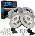 TRQ Front and Rear Brake Pad and Rotor Set Ceramic Vented Solid Rotors Compatible with 2000-2001 Toyota Camry 1999-2003 Solara
