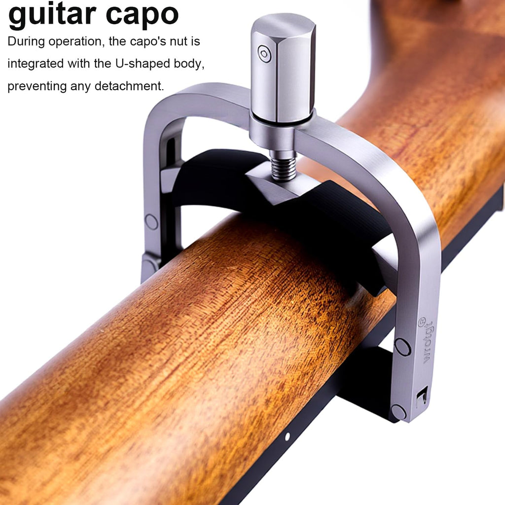 U-Shaped Guitar Capo 304 Stainless Steel | Professional Screw Adjustable Clamp for Acoustic, Electric, Classical Guitars & Bass | Fits 4-12 String & Banjo (9-16' Radius)