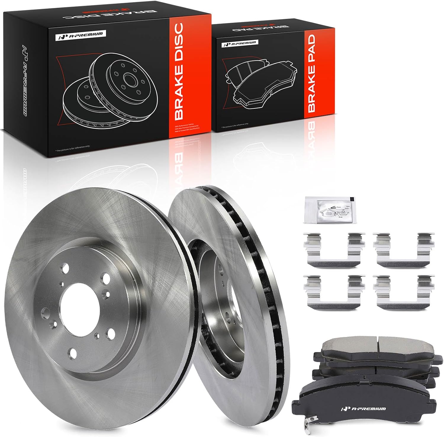 A-Premium 12.59 inch (319.7mm) Front Vented Disc Brake Rotors + Ceramic Pads Kit Compatible with Select Honda Model - Ridgeline 2006 2007 2008 2009 2010 2011, V6 3.5L, 6-PC Set