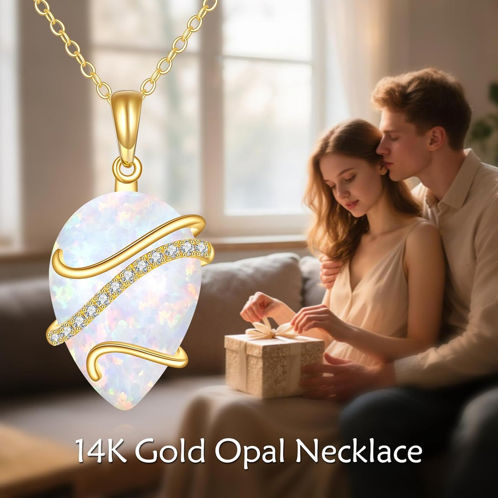 DOVRAN 14K Solid Gold Cat/Butterfly/Heart/Teardrop Necklace for Women 14K Gold Opal/Lapis Lazuli/Black Onyx Pendant Jewelry Gift for Women