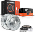 A-Premium 10.83 inch (275mm) Front Drilled and Slotted Disc Brake Rotors + Ceramic Pads Kit Compatible with Select Ford Model - Focus 2008 2009 2010 2011, 2.0L 2.5L, 6-PC Set