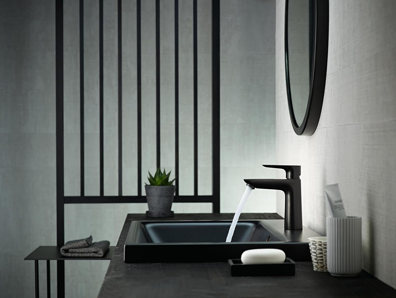 hansgrohe Talis E Modern Easy Install Easy Clean 1-Handle 1-Hole 6-inch Tall Bathroom Sink Faucet in Matte Black, 71710671