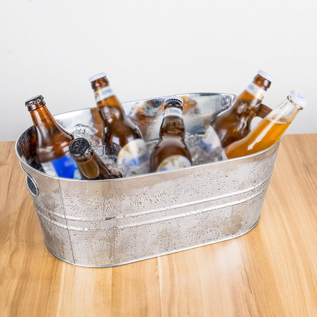 Ice Buckets Indoor Outdoor Ice Bucket Galvanized Beverage Tubs Insulated Drink Tub 15 Liter Large Drink and Wine Chiller Cold Beer Galvanized Beverage Ice Tubs for Home Parties Insulated Ice Bucket