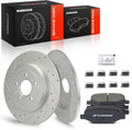 A-Premium 12.99 inch(330mm) Rear Drilled and Slotted Disc Brake Rotors+Ceramic Pads Kit Compatible with Ford & Lincoln Models - Edge/MKX 2011-2012, Explorer 12-19, Flex 09-19, MKS 09-12, Taurus 10-19