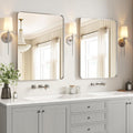 USHOWER Brushed Nickel Bathroom Mirrors 24'x36' 2 Pack, Silver Rectangle Mirrors for Over Sink, Rounded Corner, Aluminum Frame, Anti-Rust, Tempered Glass, Horizontal or Vertical Mounted
