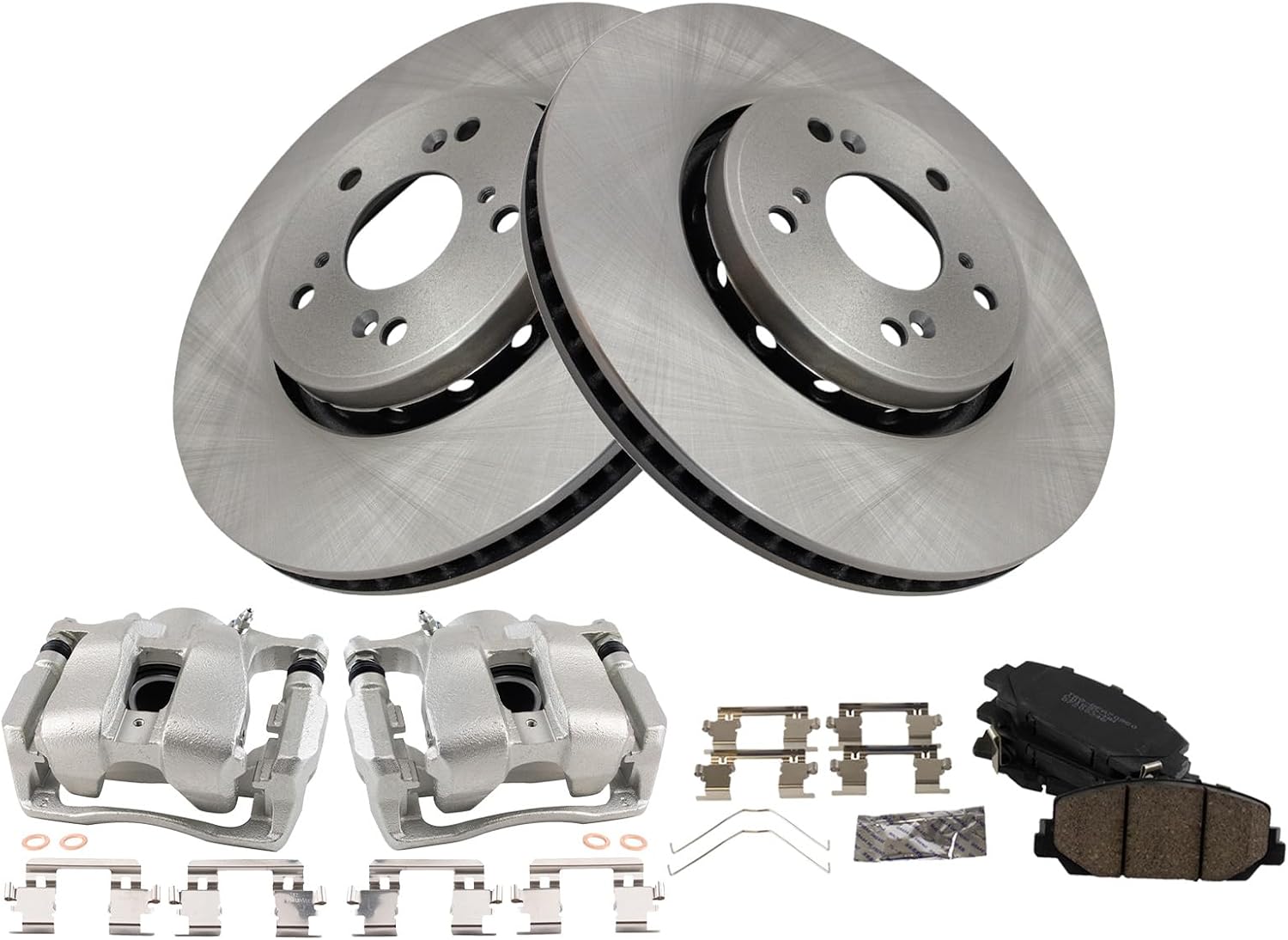 TRQ Front Brake Pad and Rotor Set Ceramic Rotors Calipers Compatible with 2013-2018 Acura RDX