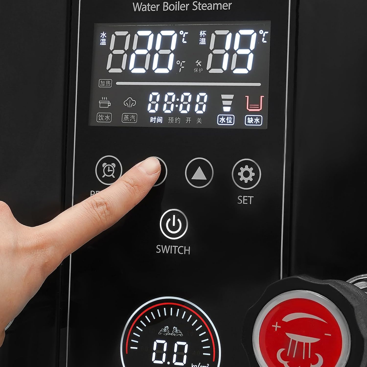 Commercial Hot Water Dispenser Countertop, 12L(3.2Gal) Full-Automatic Steam Boiling Water Frothing Machine w/LCD Display Timing for Espresso Coffee Tea Shop Heat Drink Milk Bubble Boil Water (Black)