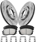 Anpulsero Front Automotive Replacement Brake Kit, Drilled Slotted Brake Rotors Ceramic Brake Pads Compatible with 2011-2016 Kia Sp-, 2010-2015 Hyundai Tucson|Brake Pads and Rotors Kit |300mm(11.8in)