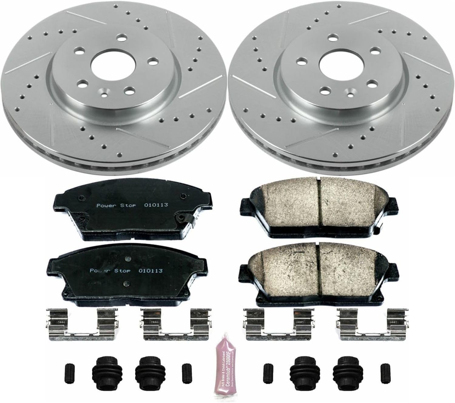 PowerStop Front Brake Kit for Chevrolet Trax 2015-17 - Drilled and Slotted Disc Rotors with Carbon-Fiber Ceramic Brake Pads Replacement, K6996