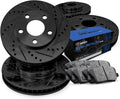 R1 Concepts Front and Rear Brake Kit Fits 2005-2010 Ford Mustang; 2012-2014 Ford Mustang| Semi Met Brake Pads and Drilled Slotted Brake Rotors| 12.4' Front & 11.8' Rear