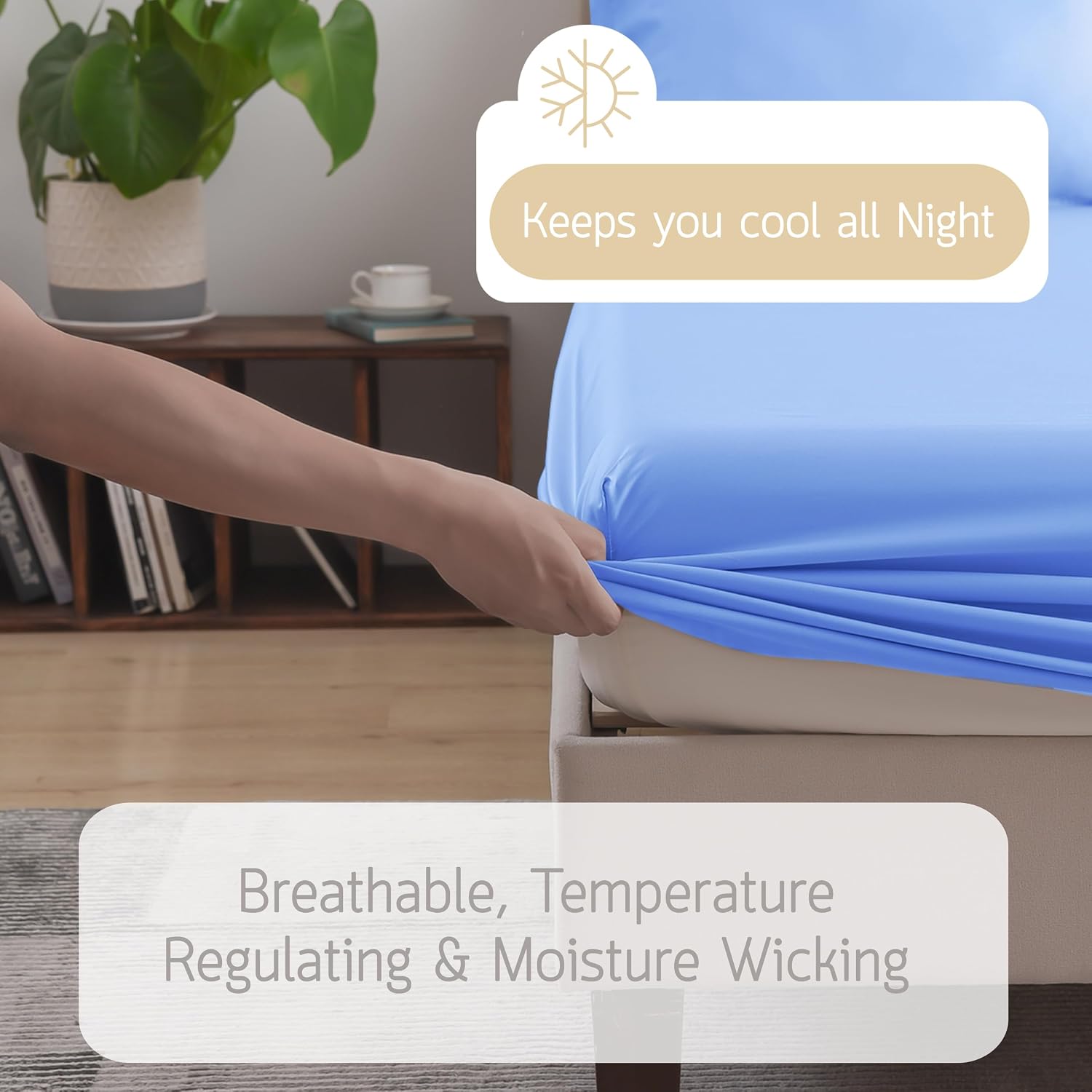 100% Eucalyptus Tencel Bed Sheets | California King | Organic | Ultra Soft | Cooling for Hot Sleepers | Hypoallergenic | Thermal Regulating | Deep Pocket | Fits 18' Mattress - Baby Blue