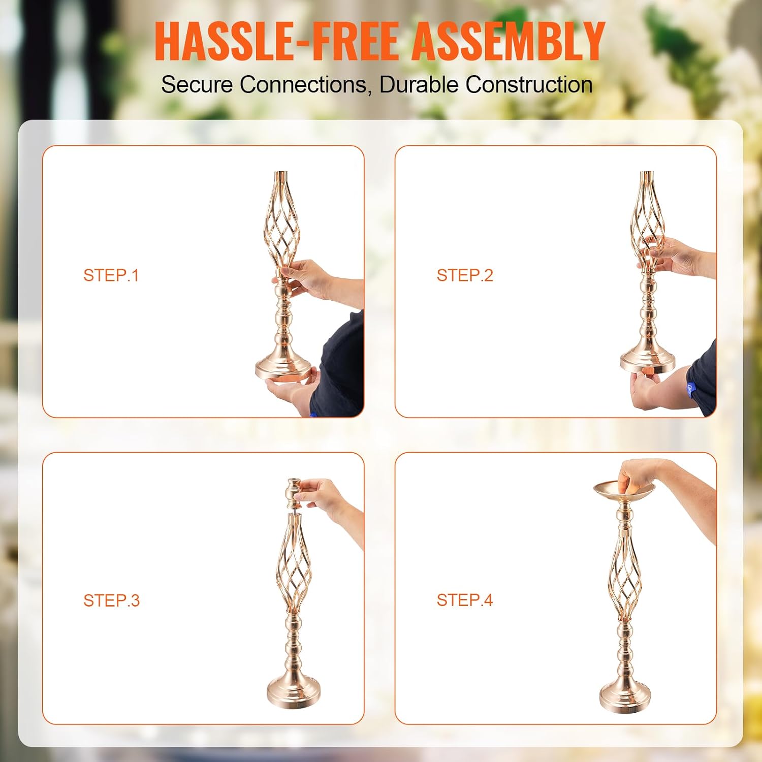 VEVOR Metal Wedding Centerpiece Gold,Candlestick,20PCS 58cm/22.83'