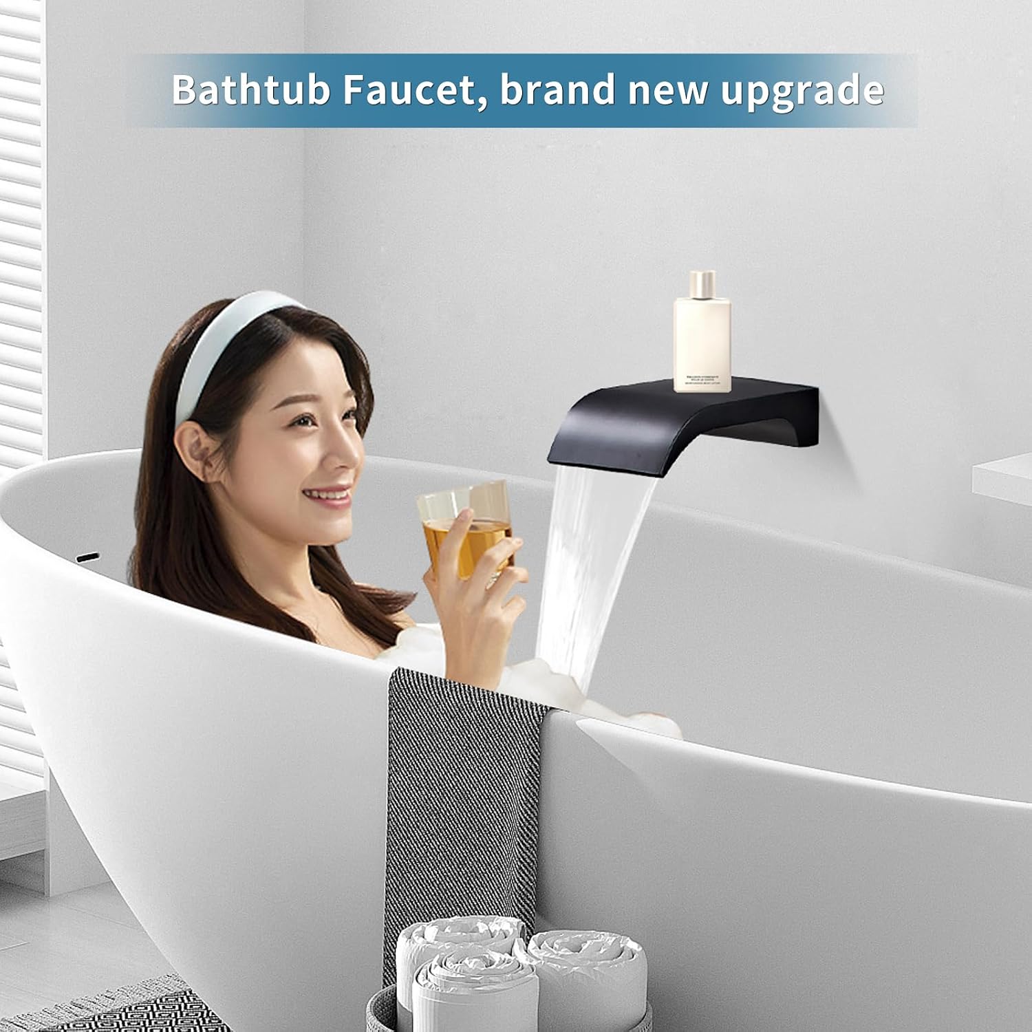 10' Matte Black Shower Faucet Set – Square Rainfall Showerhead + Handheld & Waterfall Spout, Wall-Mounted, Anti‑Clog Silicone – Modern Bathroom Hardware