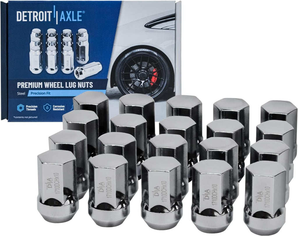 Detroit Axle - Front Drilled Rotors Brake Pads Wheel Hub Bearings + 20pc Lug Nuts Replacement for 2006 2007 2008 Dodge Ram 1500 5 Lugs - 26pc Set