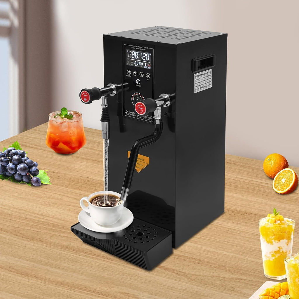 Hot Water Dispenser 3.2Gal Commercial Water Boiler with Cup Temperature Probe & Removable Drip Tray Timing1-12H Countertop Water Filter for Milk Tea Shops, Cold Drink Shops, Bars (Black)