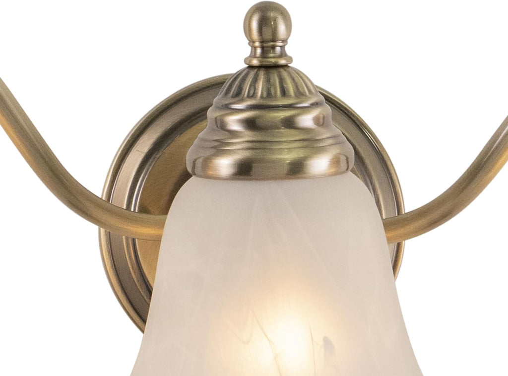 VAXCEL Standford 3-Light 19 inch Wide Antique Brass Gold Traditional Bathroom Vanity Lighting Fixture, White Alabaster Glass Shade, Dimmable, LED Compatible, Over the Mirror Mounted Steel Wall Sconce