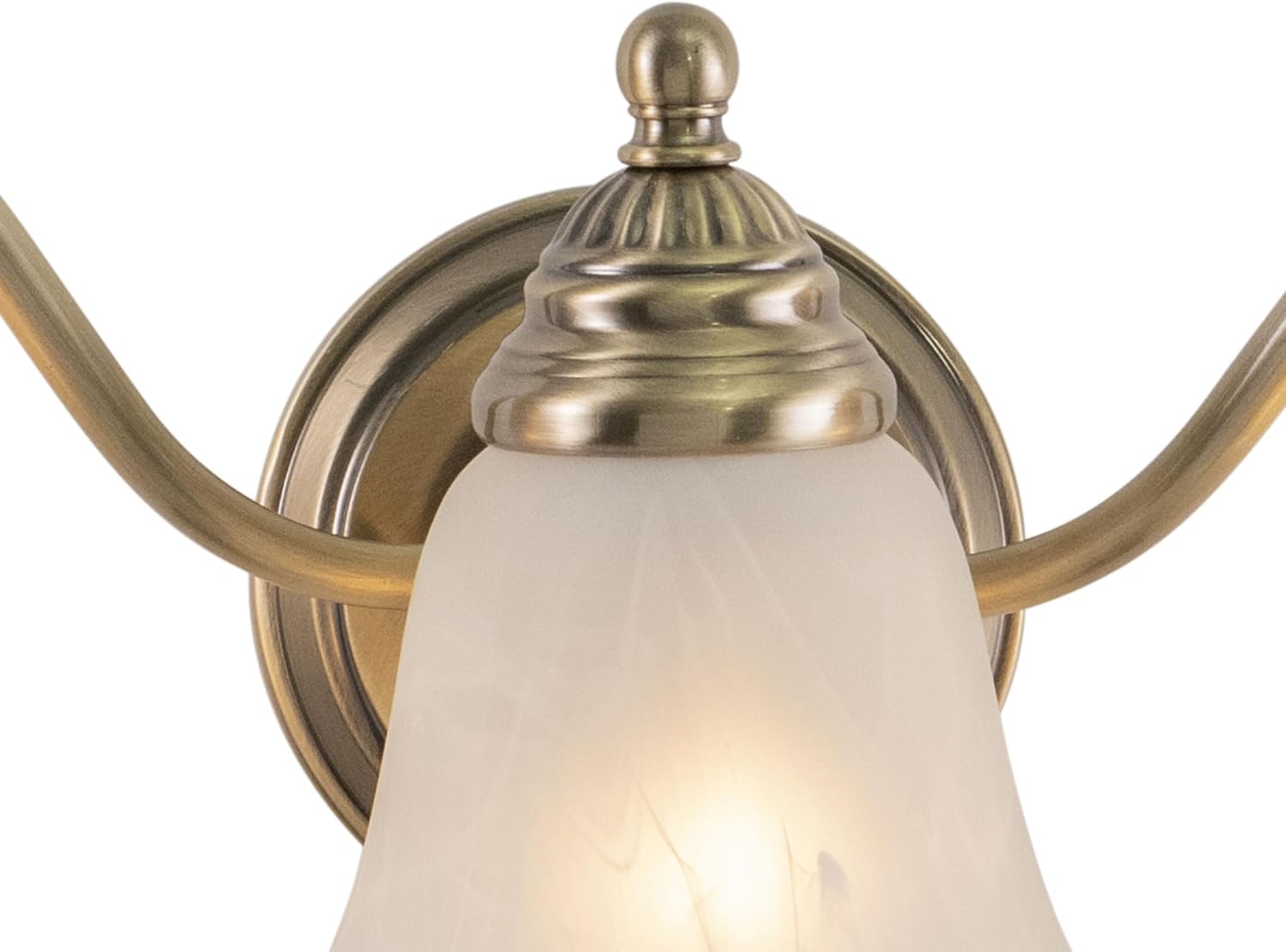 VAXCEL Standford 3-Light 19 inch Wide Antique Brass Gold Traditional Bathroom Vanity Lighting Fixture, White Alabaster Glass Shade, Dimmable, LED Compatible, Over the Mirror Mounted Steel Wall Sconce