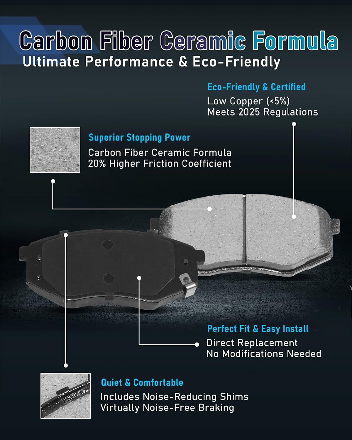 Front Brake Pads And Rotors Kit Compatible With 2011-2015 Chevrolet Cruze, 2012-2017 Sonic, 55185 D1522-8697 Automotive Replacement Brake Kits Drilled And Slotted Rotors 276mm(10.9in)