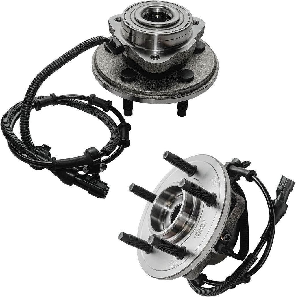 Detroit Axle - Wheel Bearing Hubs Brake Kit for 2002-2005 Ford Explorer Mercury Mountaineer, Drilled Slotted Brake Rotors Brake Pads Wheel Bearing Hubs Wheel Lug Nuts Front Rear 2003 2004 Replacement