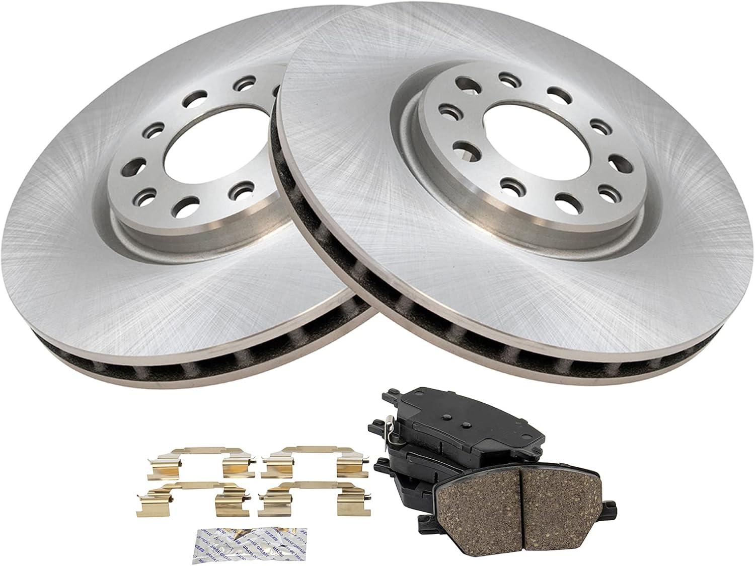 TRQ Front Brake Pad and Rotor Set Ceramic Vented Rotors Compatible with 2016-2021 Fiat 500X 2017-2022 Jeep Compass 2015-2021 Renegade