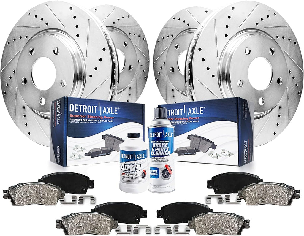 Detroit Axle - Brake Kit for 2019-2024 Subaru Forester 2024-2025 Crosstrek, Drilled and Slotted Disc Brakes Rotors Ceramic Brake Pads Replacement: 12.44' inch Front and 11.22' inch Rear Rotor