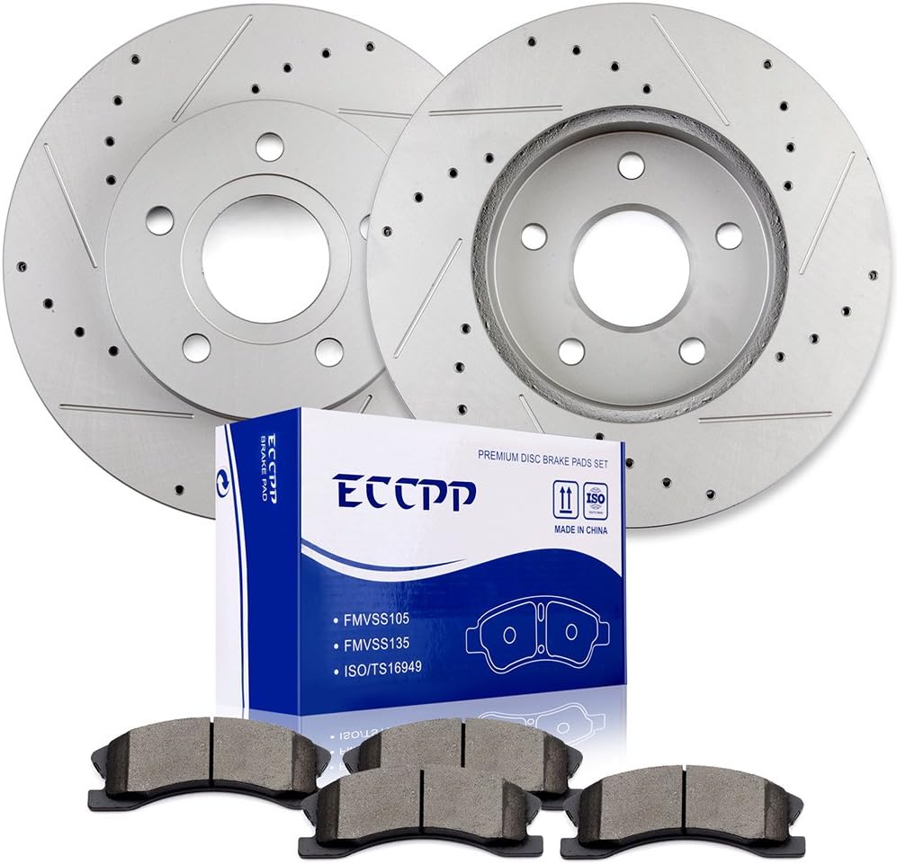 ECCPP Brake Kits,Front Brake Rotors and Pads 120.67042,5118 ATD945C,D945-7846 Fit For 1999 2000 2001 2002 2003 2004 For Jeep For Grand Cherokee Brake Disc Sets