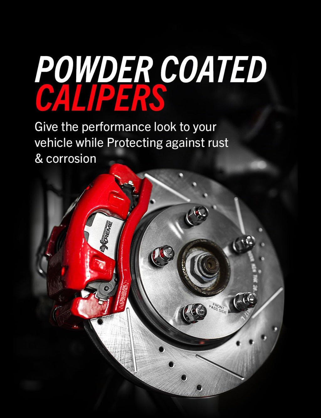 PowerStop Rear Brake & Caliper Kit for Dodge Ram 2500 2009-10 |Ram 3500 2009-10 |Ram 1500 2012 |2500 2011-18 - Drilled & Slotted Disc Rotors + Z36 Brake Pads + Red-Powder Coated Calipers, KC5487-36