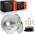 A-Premium 12.60 inch (320mm) Front Drilled and Slotted Disc Brake Rotors + Ceramic Pads Kit Compatible with Select Nissan and Inifinit Models - Murano 2015-2023, Pathfinder, QX60, JX35, 6-PC Set