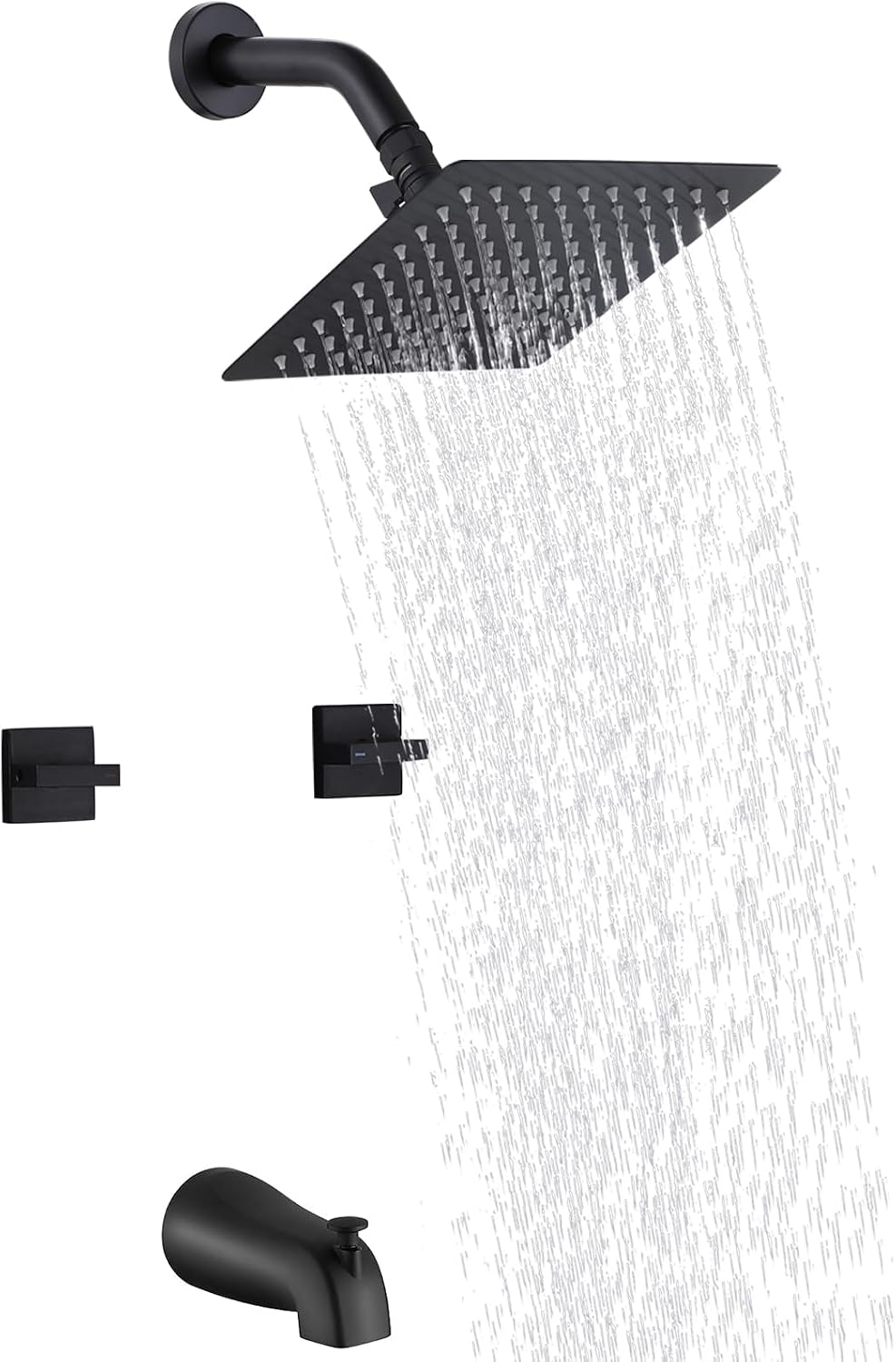 2 Handle Shower Faucet Set with Tub Spout Two Handles Tub Shower Faucet Set Bathtub Shower Faucet Combo Matte Black