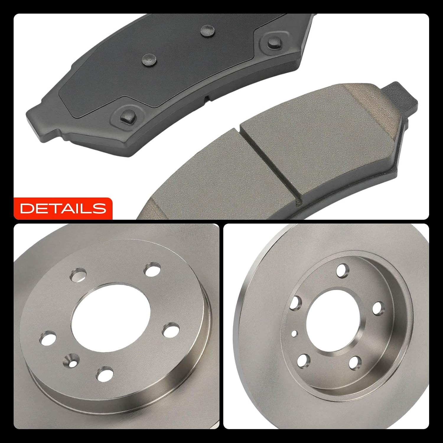 A-Premium Front Vented and Rear Solid Disc Brake Rotors + Ceramic Pads Kit Compatible with Select Buick & Pontiac Models - LaCrosse 2005-2009, Allure 2005-2009, Grand Prix 2005-2008, 12-PC Set