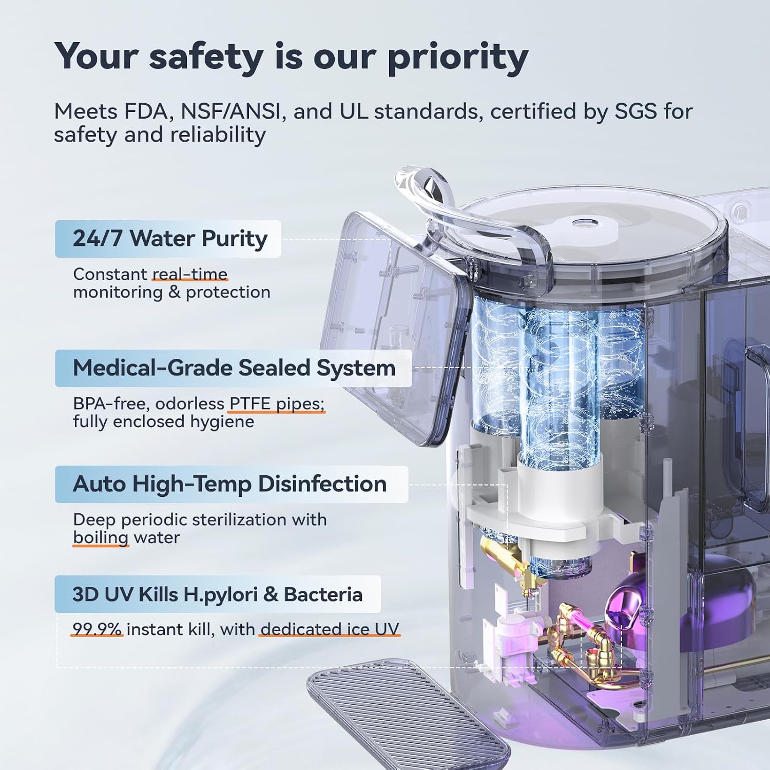 Y60AC（2nd Gen Cold & Hot Countertop Reverse Osmosis Water Mineralization System— Natural Mineral Activation, 10-Stage RO Filtration,Ultra Dual UV, Alkaline Water, 11-Temperature