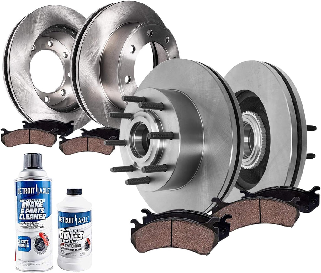 Detroit Axle - SRW Brake Kit for Ford 2012-2022 F-250 2013-2022 F-350 Super Duty Disc Brake Rotors Ceramic Brakes Pads 2014 2015 2016 2017 2018 2019 2020 2021 Replacement : 14.29' inch Rotor