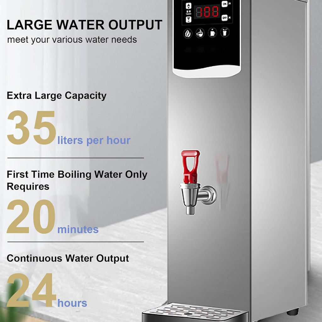 Water Boiler Eletric Commercial Hot Water Dispenser Countertop with Filter, Commercial Hot Water Dispenser Countertop, for Restaurant, Home, Office Silver