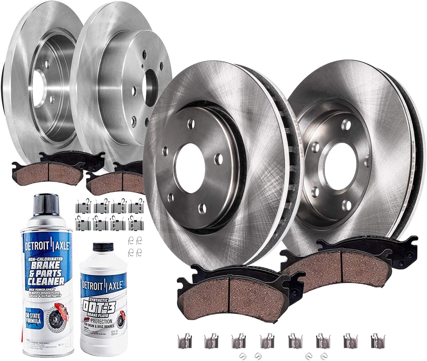 Detroit Axle - Brake Kit for 2012-2017 Toyota Prius V Disc Brake Rotors Ceramic Brakes Pads with Hardware 2013 2014 2015 2016 Replacement 10.83' inch Front and 11.42' inch Rear