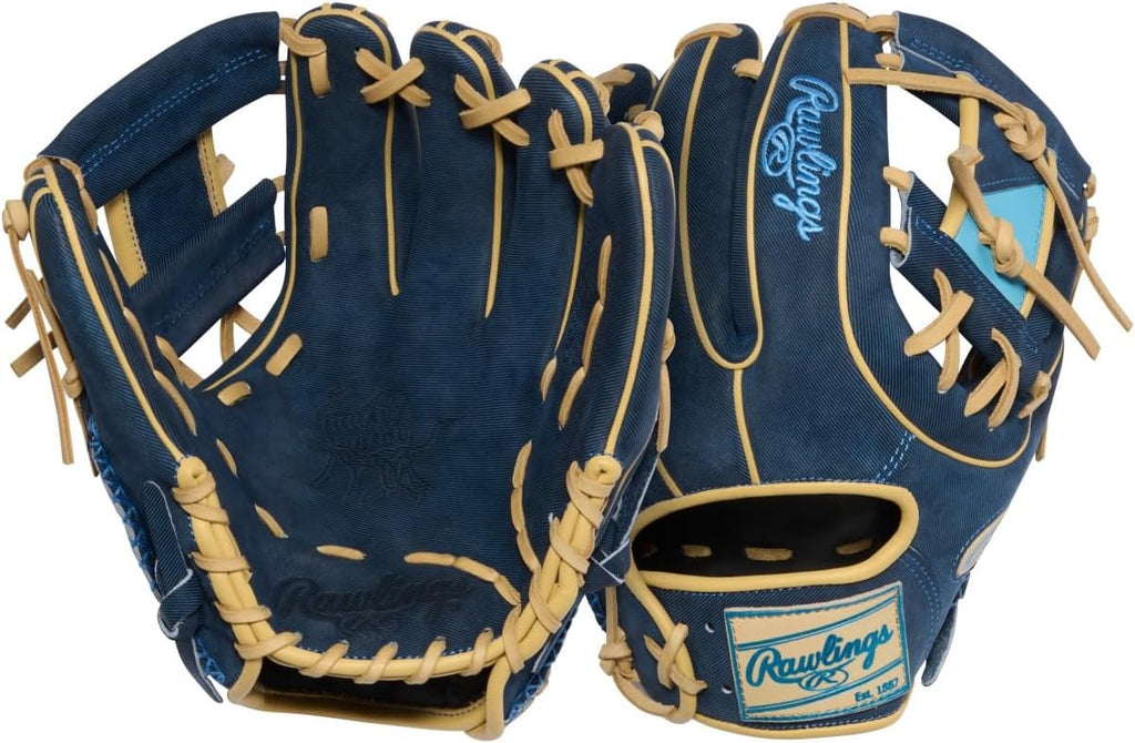 Rawlings Heart of The Hide Denim 11.5 Baseball Glove 314 Blue Blonde Infield Glove Right Hand Throw