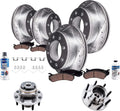 Detroit Axle - SRW Brake Kit for Ford 1999 2000 2001 F-250 F-350 Super Duty Front Rear Drilled and Slotted Disc Brake Rotors Ceramic Brakes Pads Front Wheel Bearing Hubs Assembly Replacement