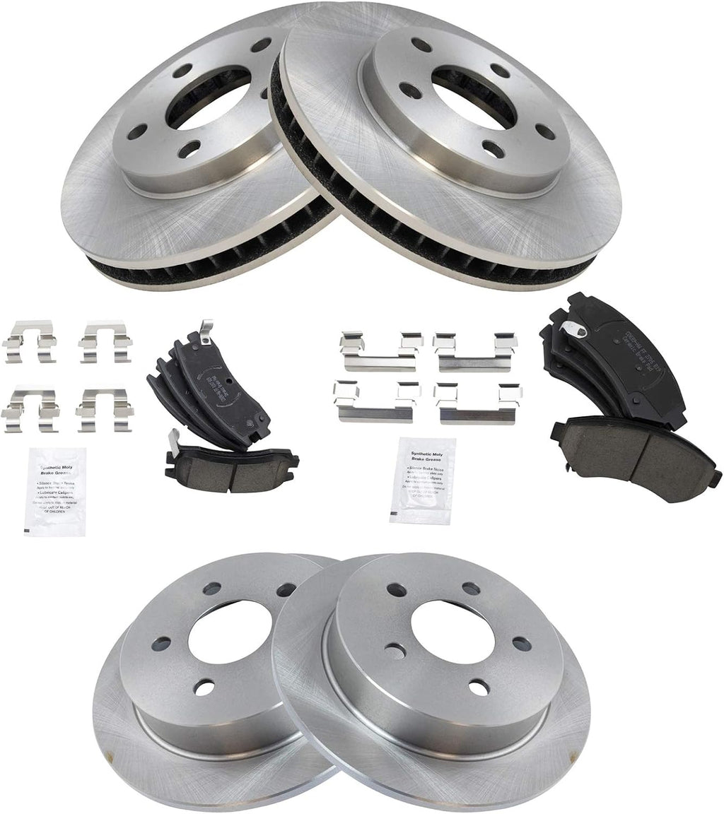 TRQ Front and Rear Ceramic Brake Pad and Rotor Set Compatible with 97-04 Buick Regal 97-03 Pontiac Grand Prix 00-02 Oldsmobile Intrigue 98-99 Oldsmobile Intrigue with 278mm Diameter Front Rotors