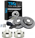 TRQ Front Brake Pad and Rotor Set Ceramic Vented Rotors Calipers Compatible with 2007-2012 Jeep Wrangler