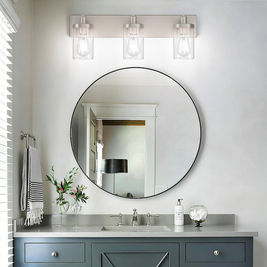 Aipsun Brushed Nickel Bathroom Light Fixtures 3 Lights Vanity Light for Bathroom Lighting Fixtures Over Mirror(Exclude Bulb)