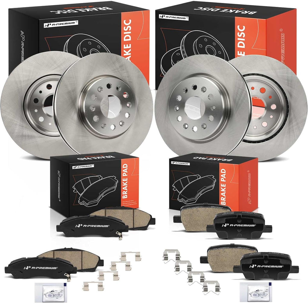 A-Premium Front and Rear Vented Disc Brake Rotors + Ceramic Pads Kit Compatible with Select Chevrolet, Buick and GMC Models - Traverse 2018, Blazer 2019-2020, Enclave 2018-2020, Acadia 2017-2020