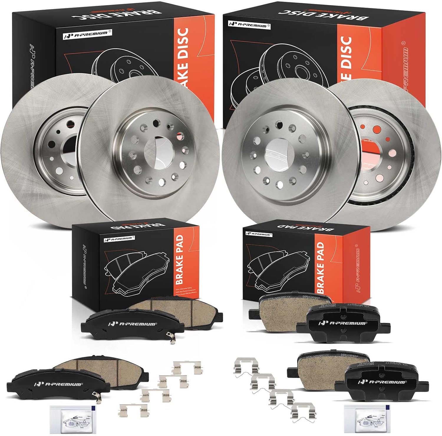 A-Premium Front and Rear Vented Disc Brake Rotors + Ceramic Pads Kit Compatible with Select Chevrolet, Buick and GMC Models - Traverse 2018, Blazer 2019-2020, Enclave 2018-2020, Acadia 2017-2020