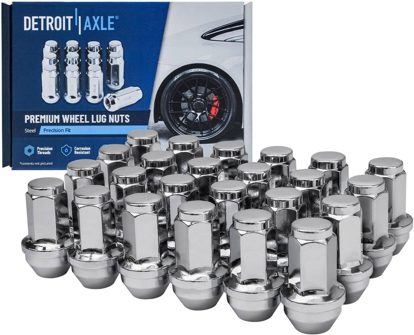 Detroit Axle - 4WD Front Brake Kit for 04-08 Ford F-150 06-08 Lincoln Mark LT [6 Lugs], Drilled & Slotted Disc Brake Rotors Ceramic Brake Pads Wheel Lug Nuts 2005 2006 2007 Replacement